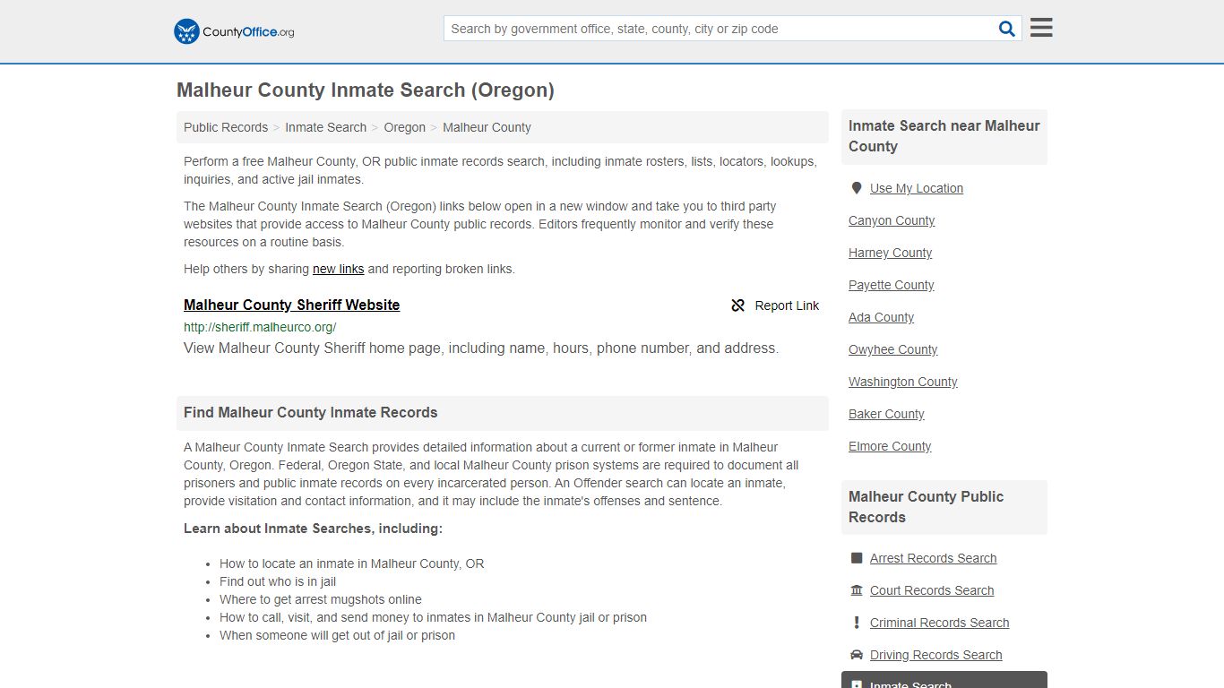 Inmate Search - Malheur County, OR (Inmate Rosters & Locators)
